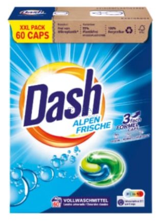 DASH КАПСУЛИ ЗА ПРАНЕ 60бр ALPIN FRISCHE 3 формула