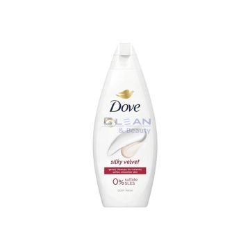 Dove Silky Velvet душ гел 720 мл – без сулфати, овлажняващ и дерматологично тестван