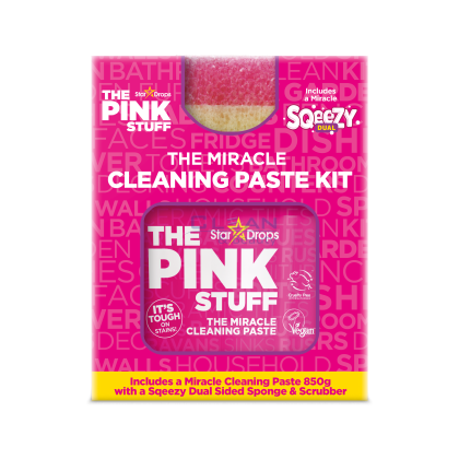 The Pink Stuff Miracle Cleaning Paste Kit. комплект с почистваща паста 850 г и двустранна гъба Squeezy Dual в кутия