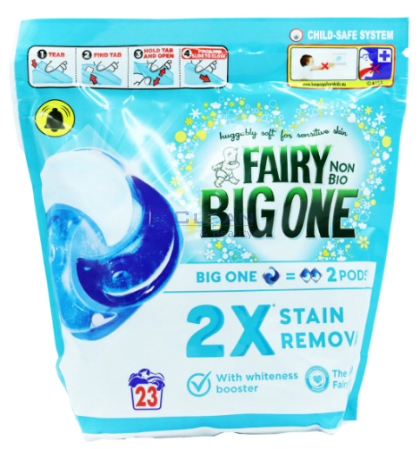 FAIRY КАПСУЛИ 23бр NON BIO BIG ONE SENSITIVE SKIN 2x STAIN REMOVAL