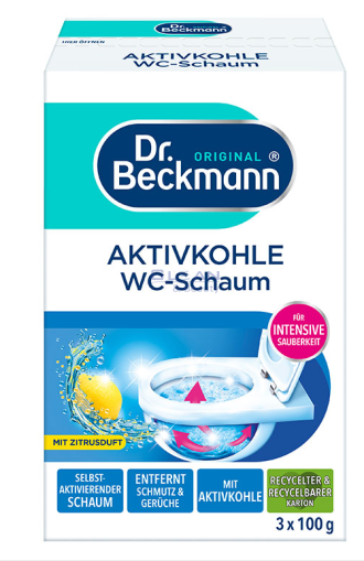 Д-р Бекман Препарат за  почистване на тоалетна с активен карбон, 3х100гр.