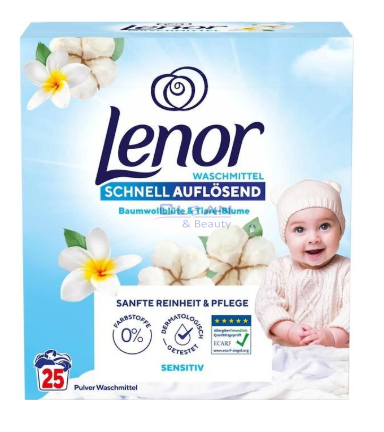 Lenor прах за пранe 25пр 1,5кг Sensitive Cotton Blossom&Tiare