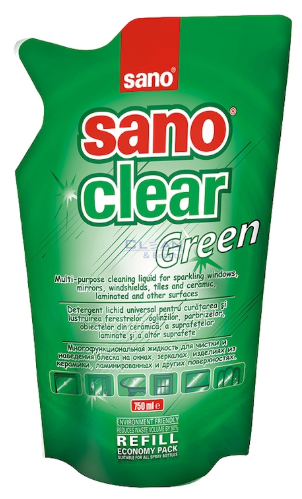 Сано Клир за стъкла пълнител зелен 750мл