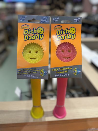 Scrub Daddy Dish диспенсър с гъба за миене на съдове розов