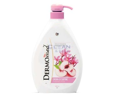 Dermomed Crema di Sapone Frangipani e Pesca 1000 мл – крем сапун с аромат на франджипани и праскова, бутилка 1 л, изглед отпред