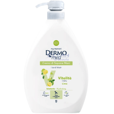 Dermomed Vitalita Lime 1 литър – крем сапун с аромат на лайм и хиалуронова киселина, бутилка 1 л, изглед отпред