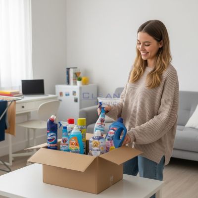 Комплект „Студентски живот“ – гел за пране DUAL POWER, омекотител Coccolino, Domestos дезинфектант, Chante Clair за баня, Sole веро и Xanto пяна за кухня