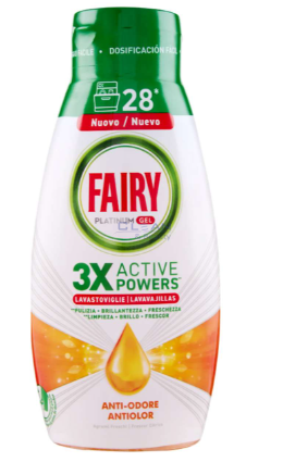 FAIRY PLATINUM ГЕЛ ЗА СЪДОМИЯЛНА 28дози ANTI ODORE AGRUMI 504мл 