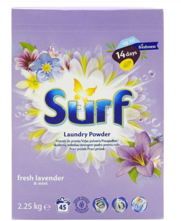 SURF прах за пране 45пр 2,25кг FRESH LAVENDER & MINT УНИВЕРСАЛ